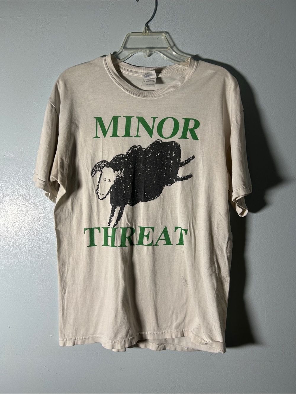 Minor Threat Heavy Cotton Tee in Off-White with Blue Tag